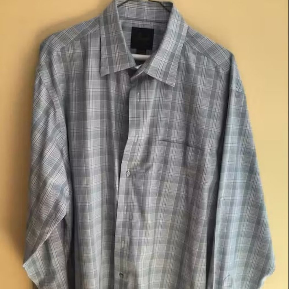 Jos A Bank Tailored Fit Joseph Shirt 100% Cotton 17x36  Green plaid